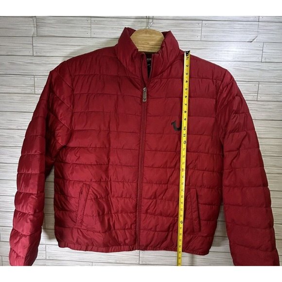 True Religion Men's World Tour Red Puffer Jacket Polyester Full Zip Size 2XL - Picture 7 of 8